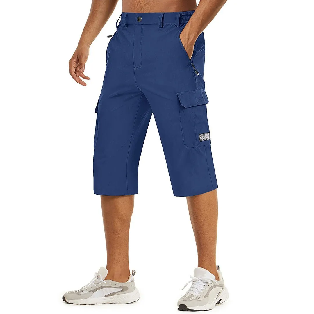 Men's 3/4 Quick-dry Cargo Capri Pants Zipper Pockets