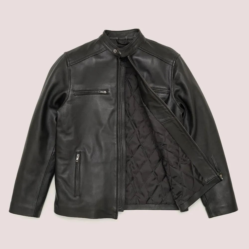 Men's Black Lambskin Moto Jacket