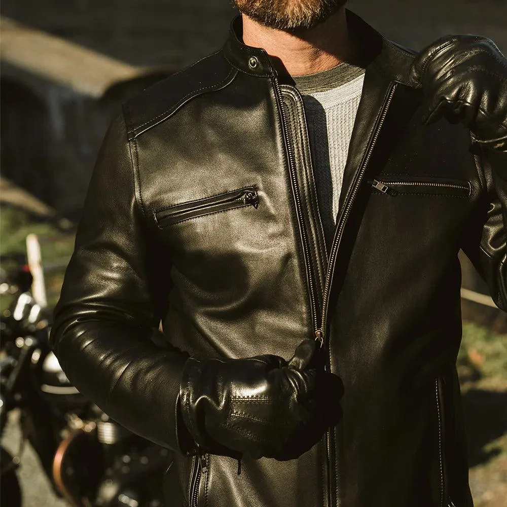 Men's Black Lambskin Moto Jacket