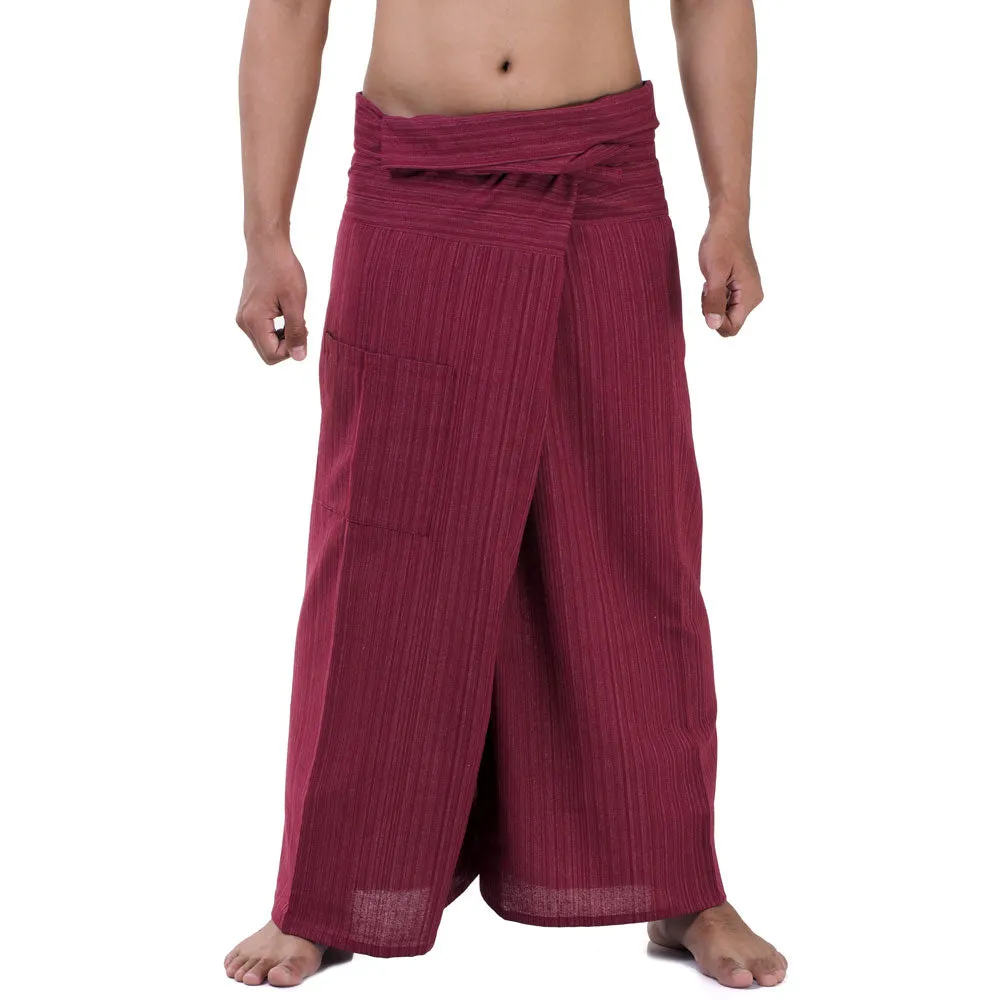 Men's Pinstripe Thai Fisherman Pants Crimson Dusk