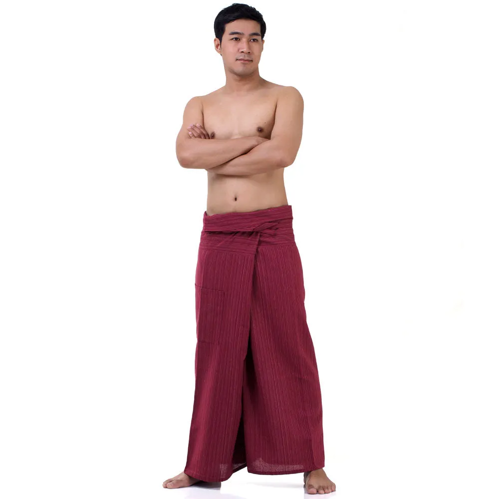 Men's Pinstripe Thai Fisherman Pants Crimson Dusk