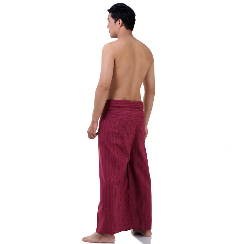 Men's Pinstripe Thai Fisherman Pants Crimson Dusk