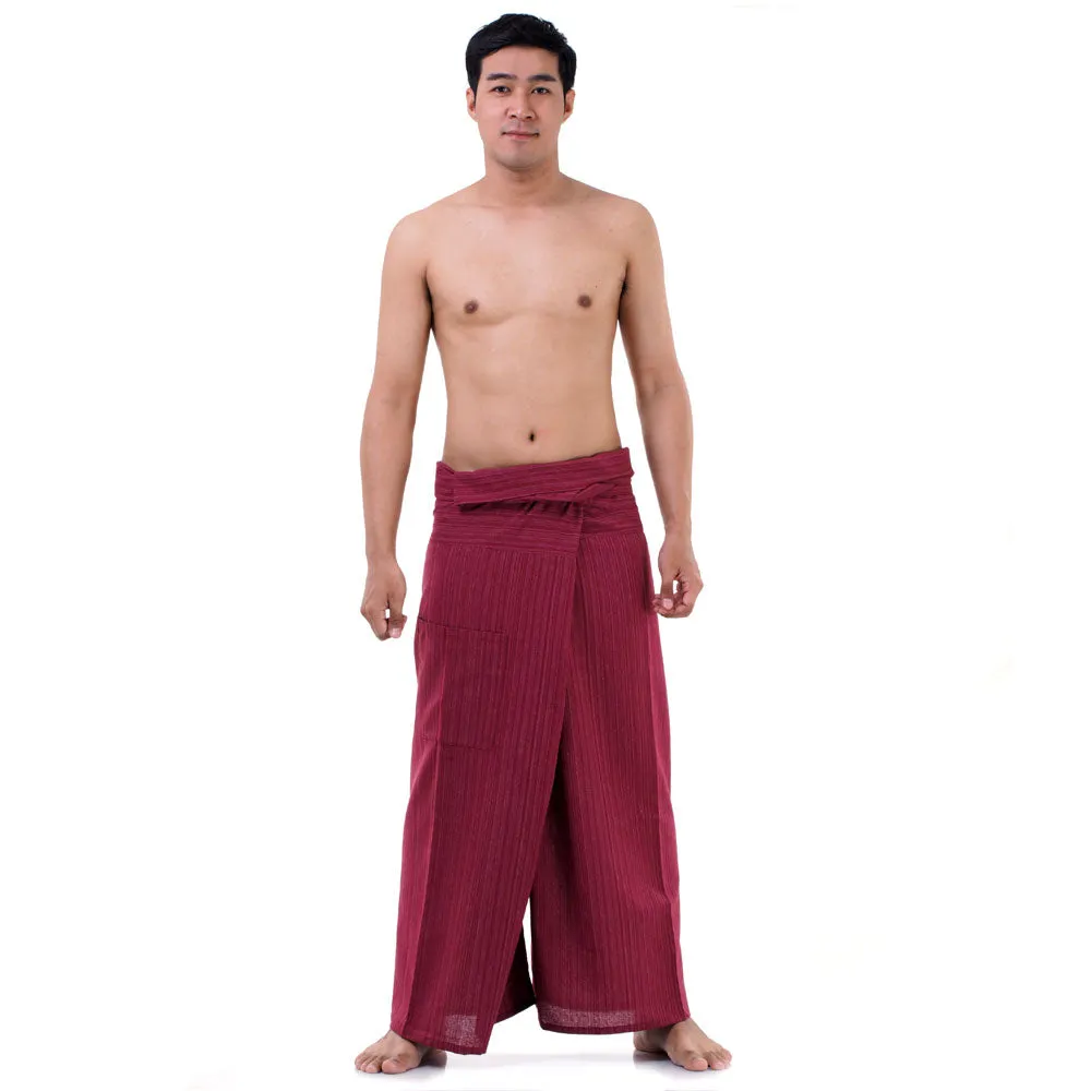 Men's Pinstripe Thai Fisherman Pants Crimson Dusk