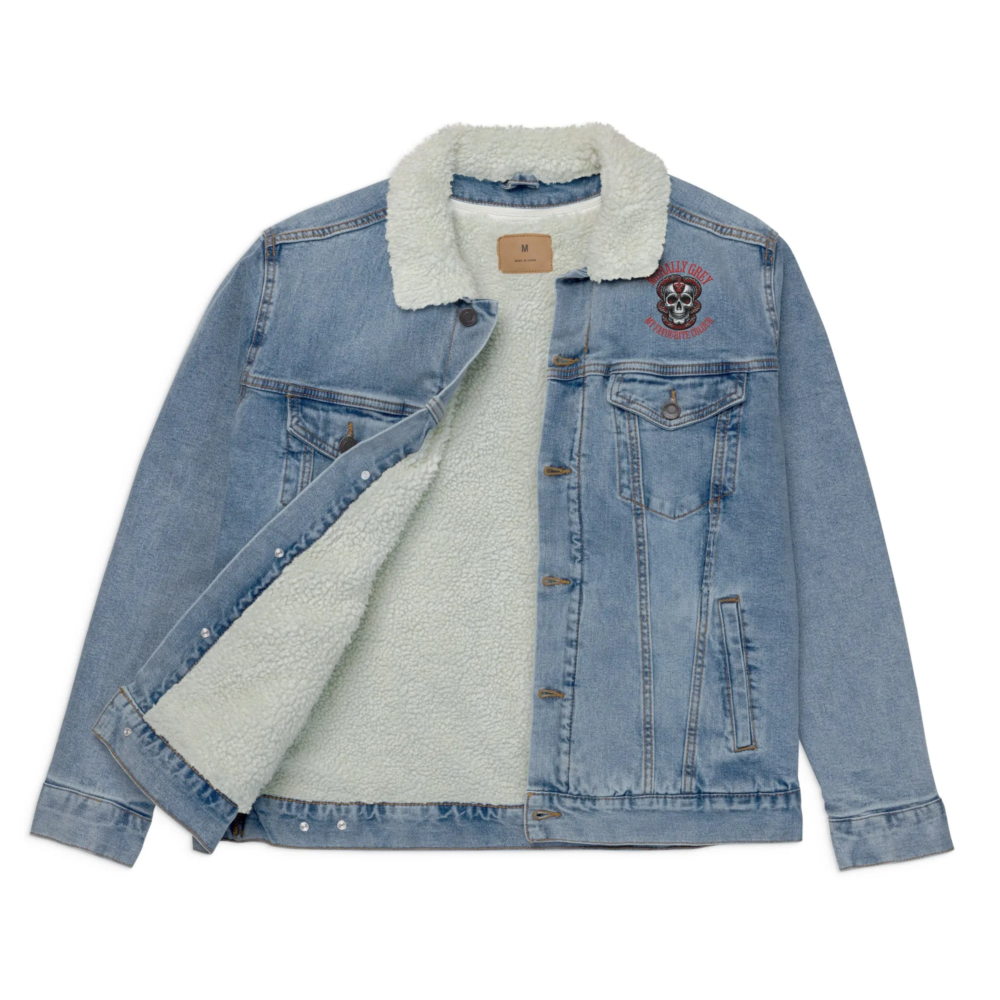 Morally Grey Unisex denim sherpa jacket