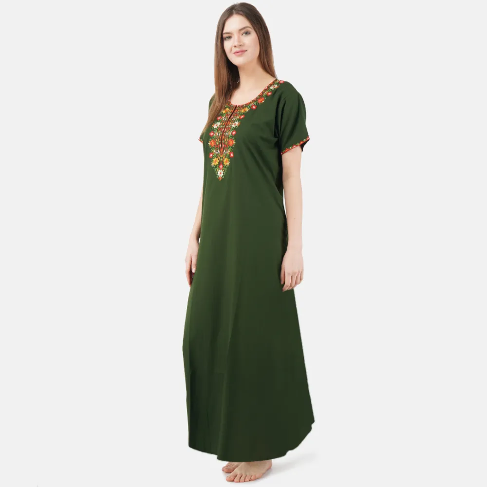 Multifloral Embroidery Night Gown