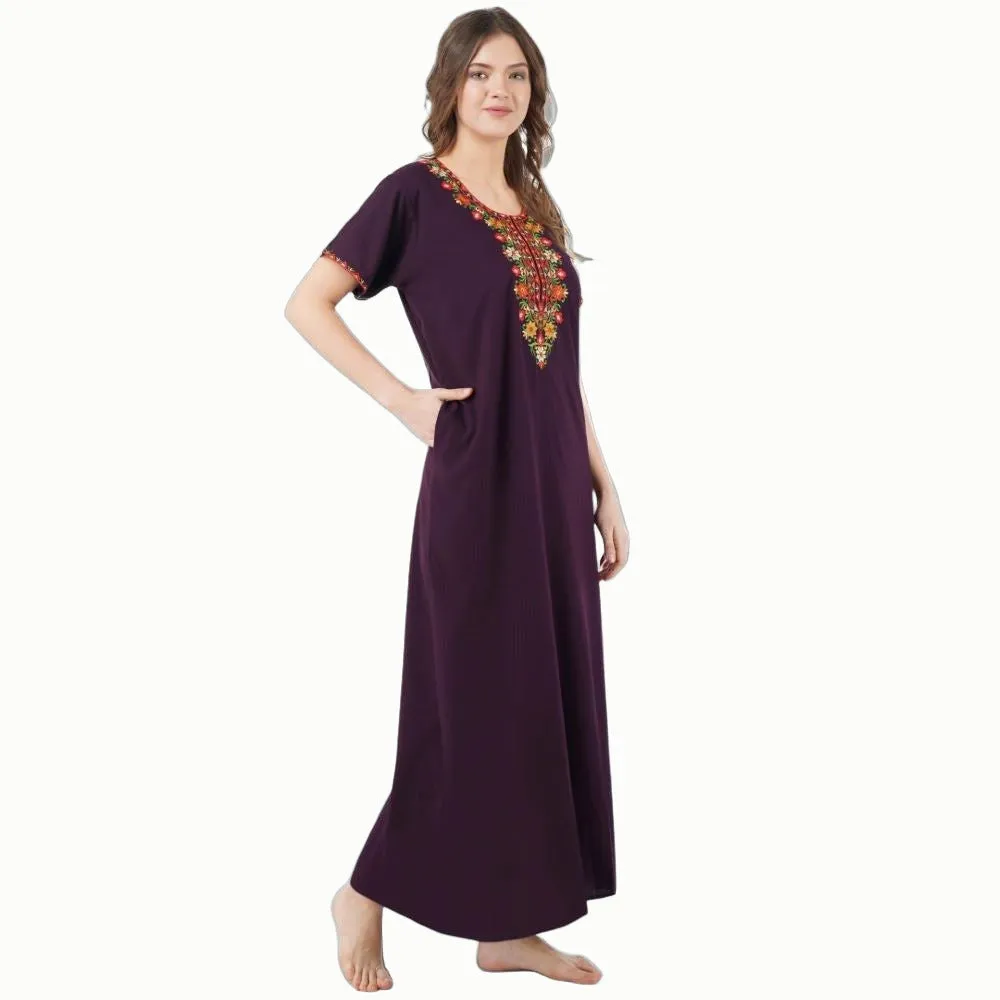 Multifloral Embroidery Night Gown