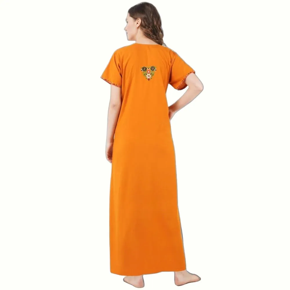 Multifloral Embroidery Night Gown