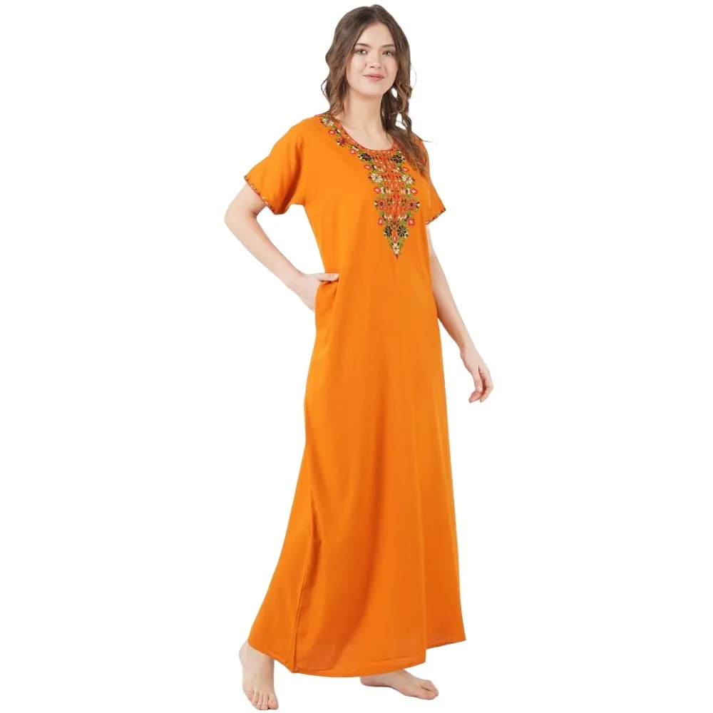 Multifloral Embroidery Night Gown