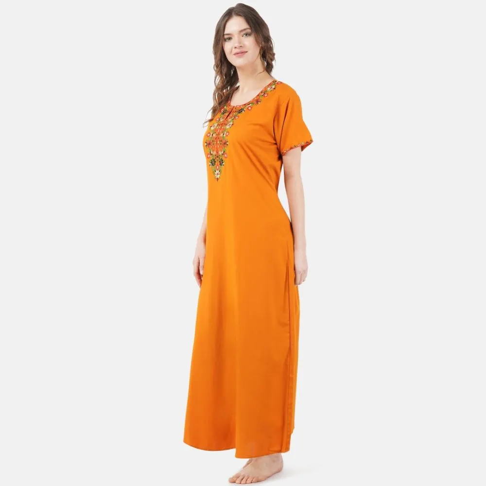 Multifloral Embroidery Night Gown