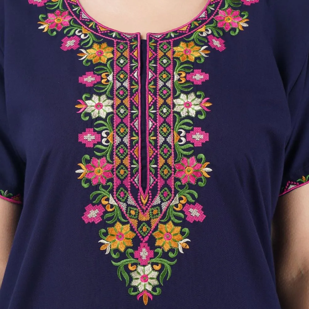 Multifloral Embroidery Night Gown