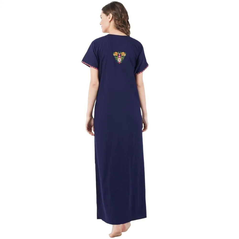 Multifloral Embroidery Night Gown