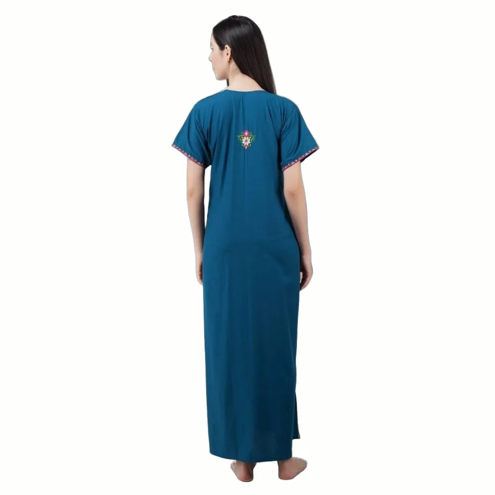 Multifloral Embroidery Night Gown
