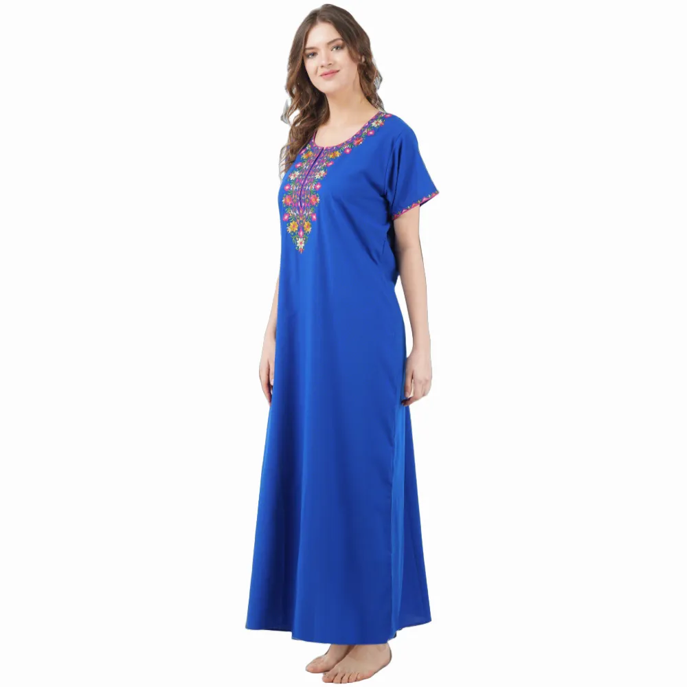 Multifloral Embroidery Night Gown