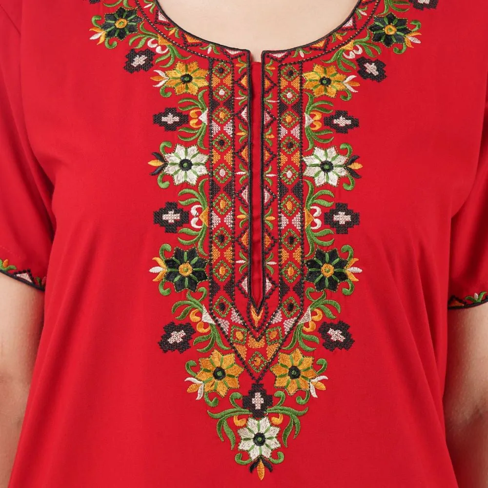 Multifloral Embroidery Night Gown