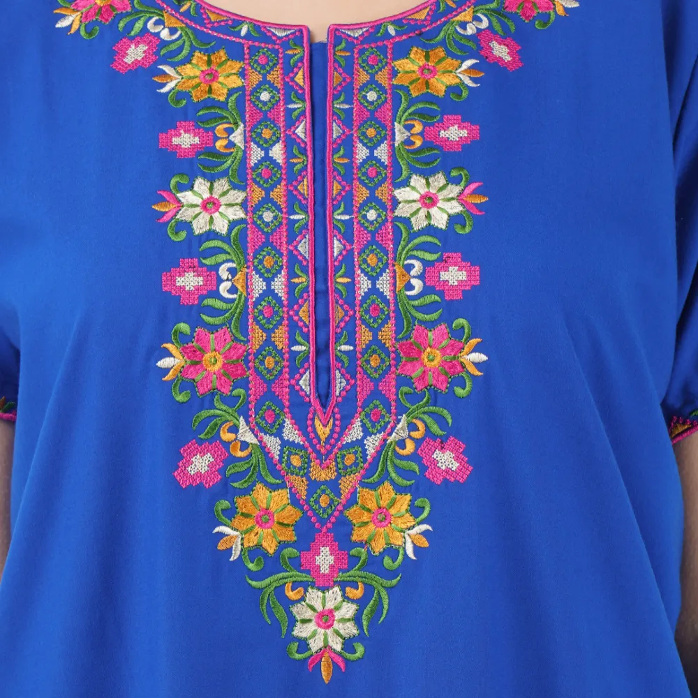 Multifloral Embroidery Night Gown