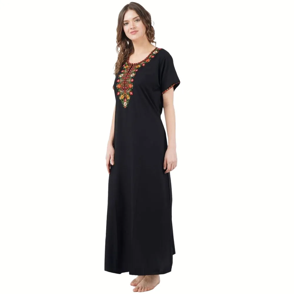 Multifloral Embroidery Night Gown