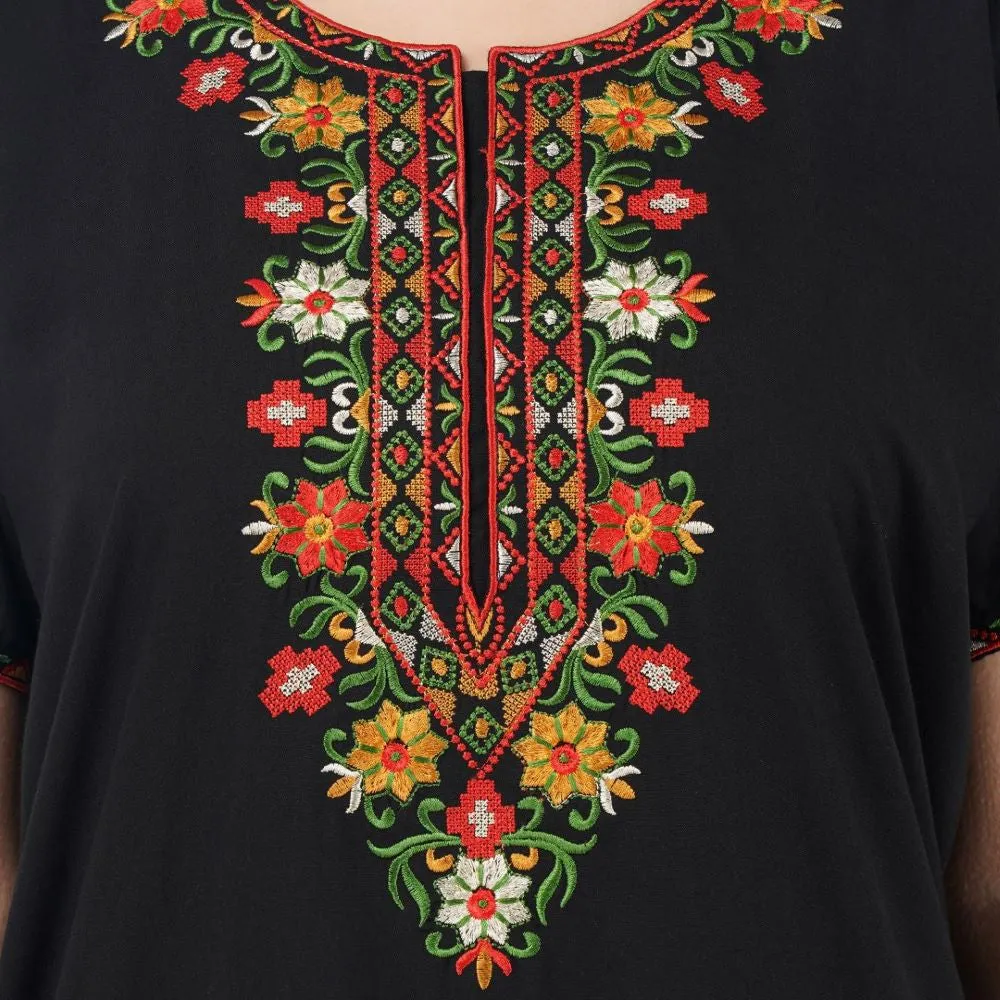 Multifloral Embroidery Night Gown