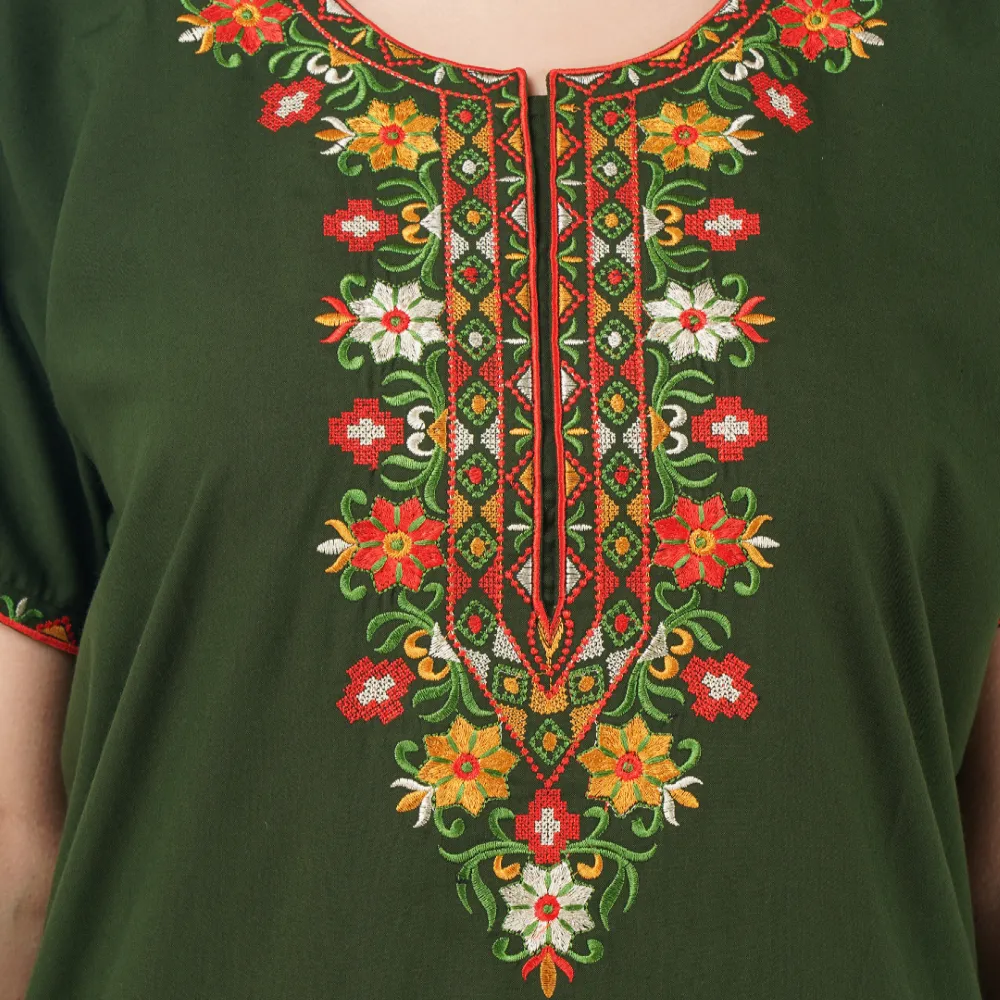 Multifloral Embroidery Night Gown
