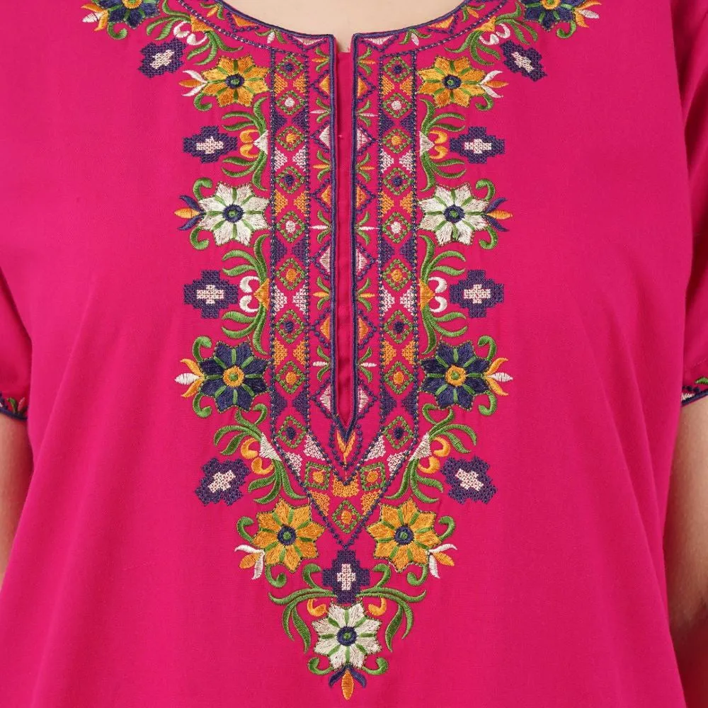 Multifloral Embroidery Night Gown