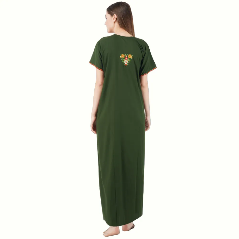 Multifloral Embroidery Night Gown
