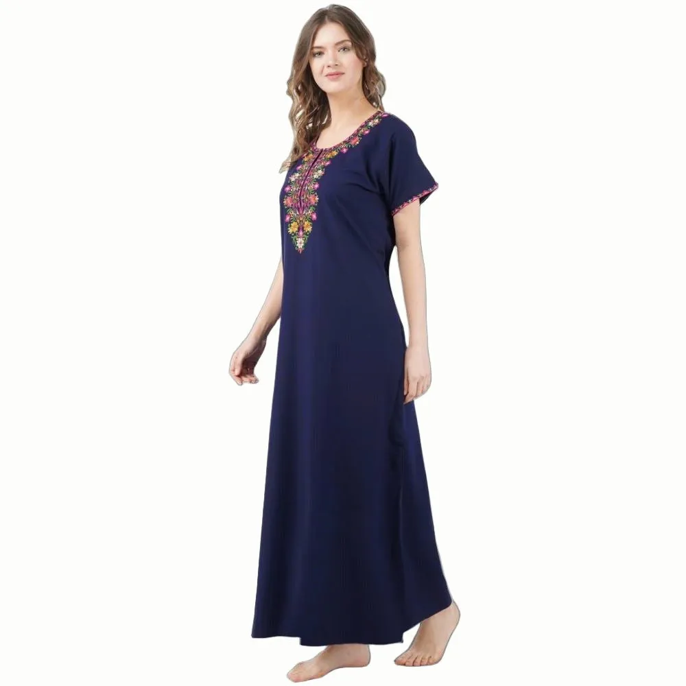 Multifloral Embroidery Night Gown