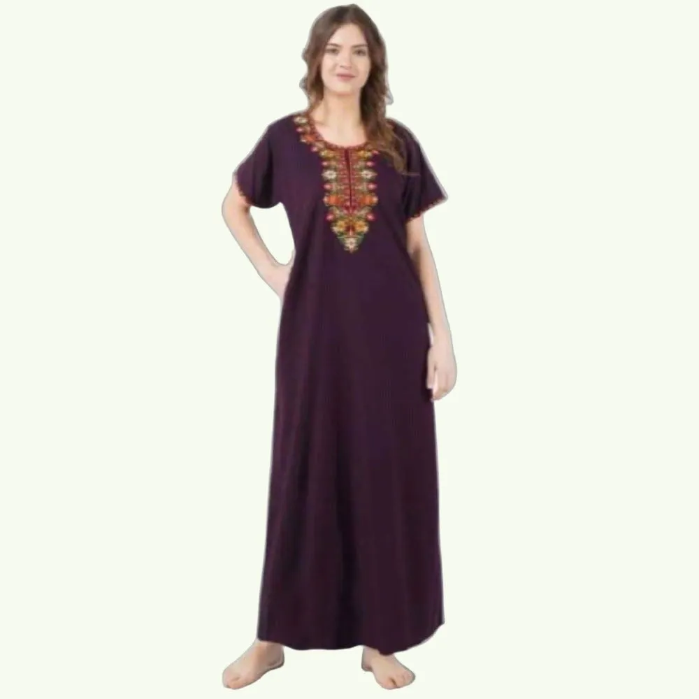 Multifloral Embroidery Night Gown
