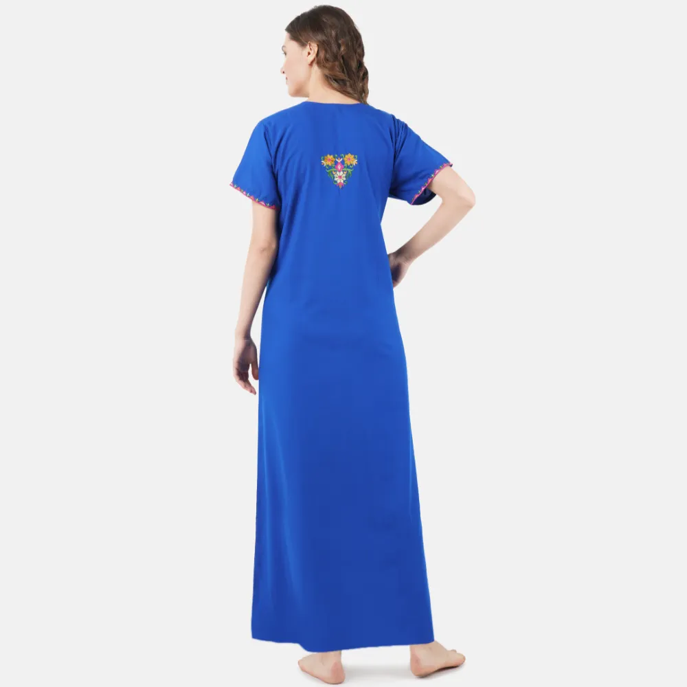 Multifloral Embroidery Night Gown