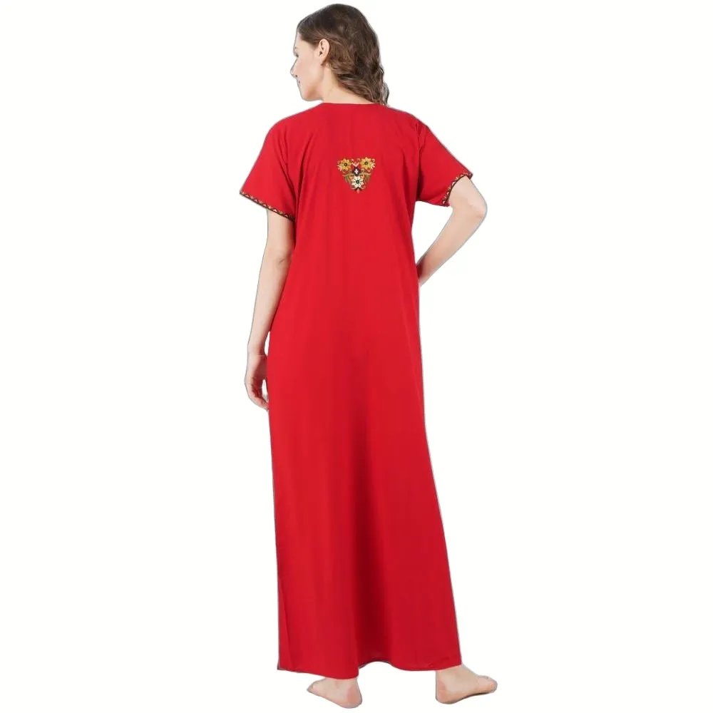 Multifloral Embroidery Night Gown