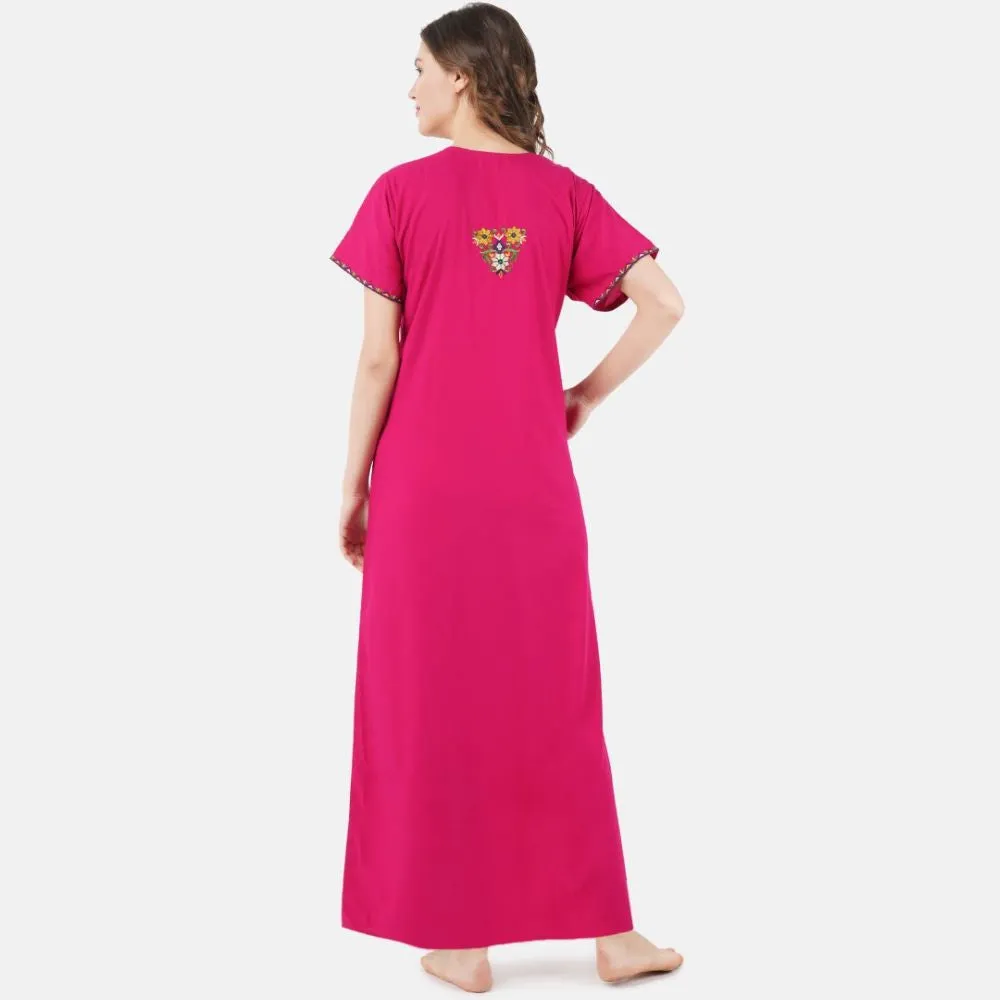 Multifloral Embroidery Night Gown