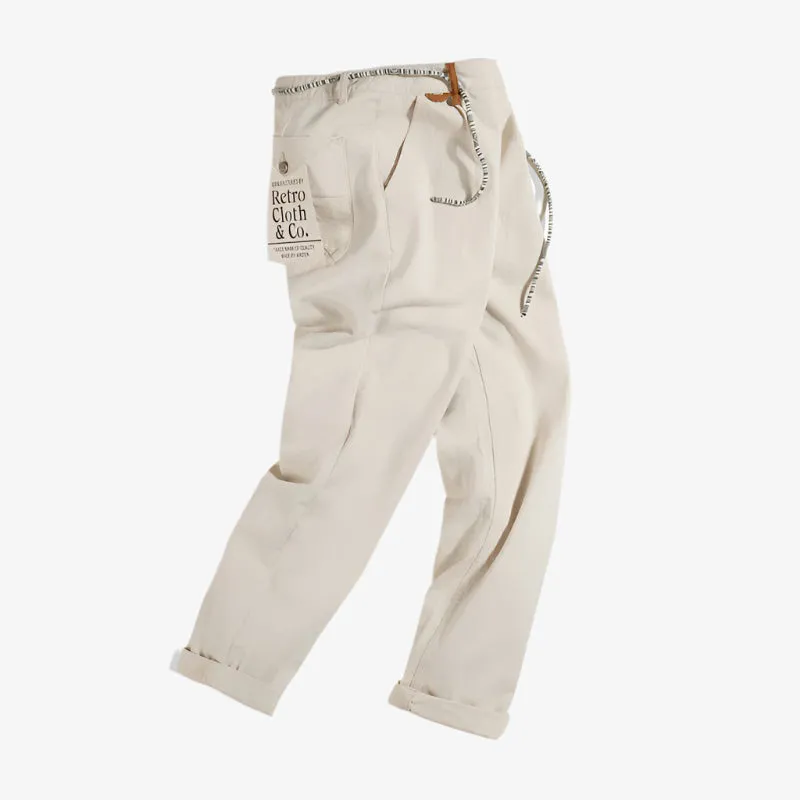 Natural Cotton Canvas Blend Trousers
