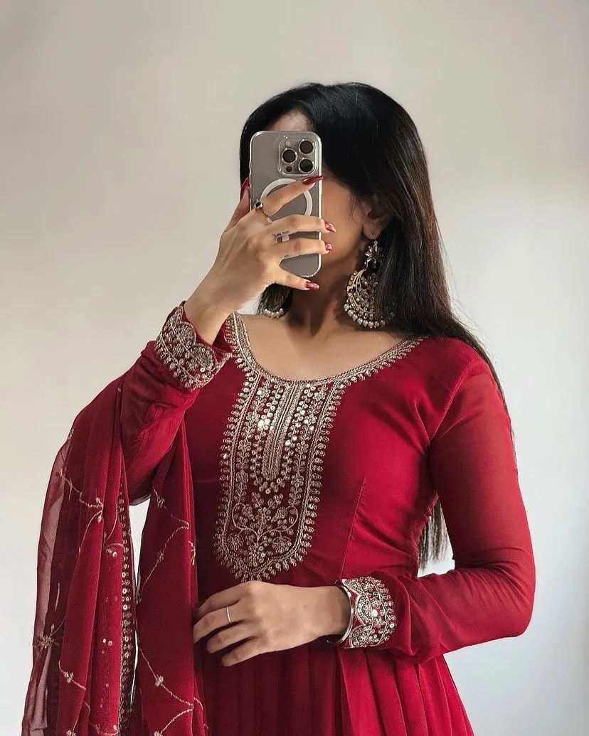 New Designer Party Gown  & Dupatta Set