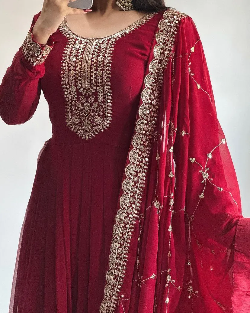 New Designer Party Gown  & Dupatta Set