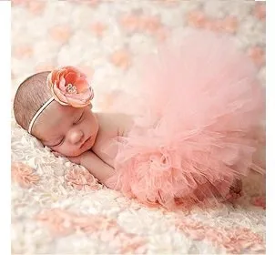 Newborn Baby Girls Tutu Skirt &amp; Headband Photo Prop Costume (For 0-3M)