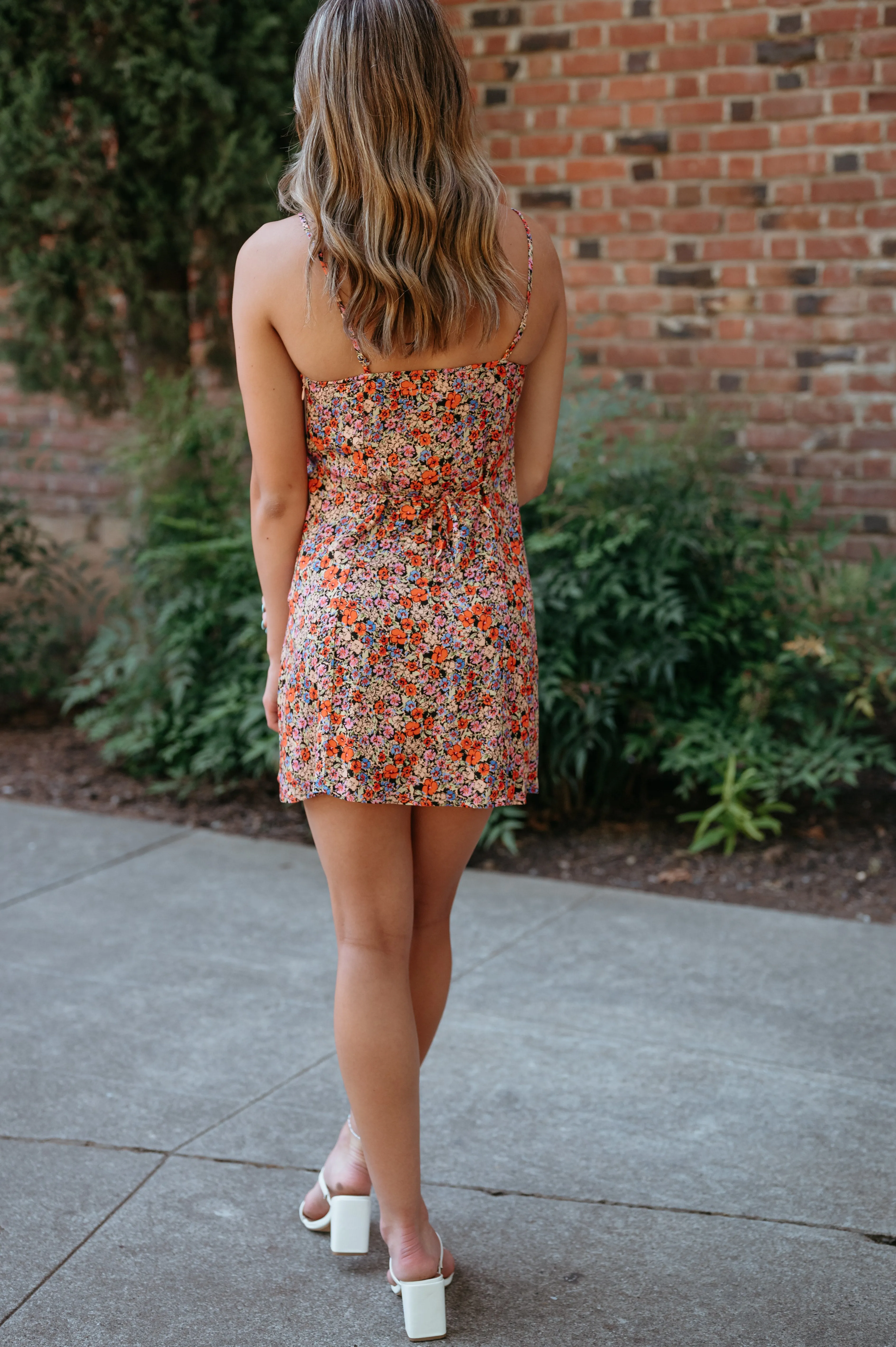 Nini Vibrant Floral Tie Back Mini Dress