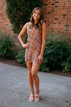 Nini Vibrant Floral Tie Back Mini Dress