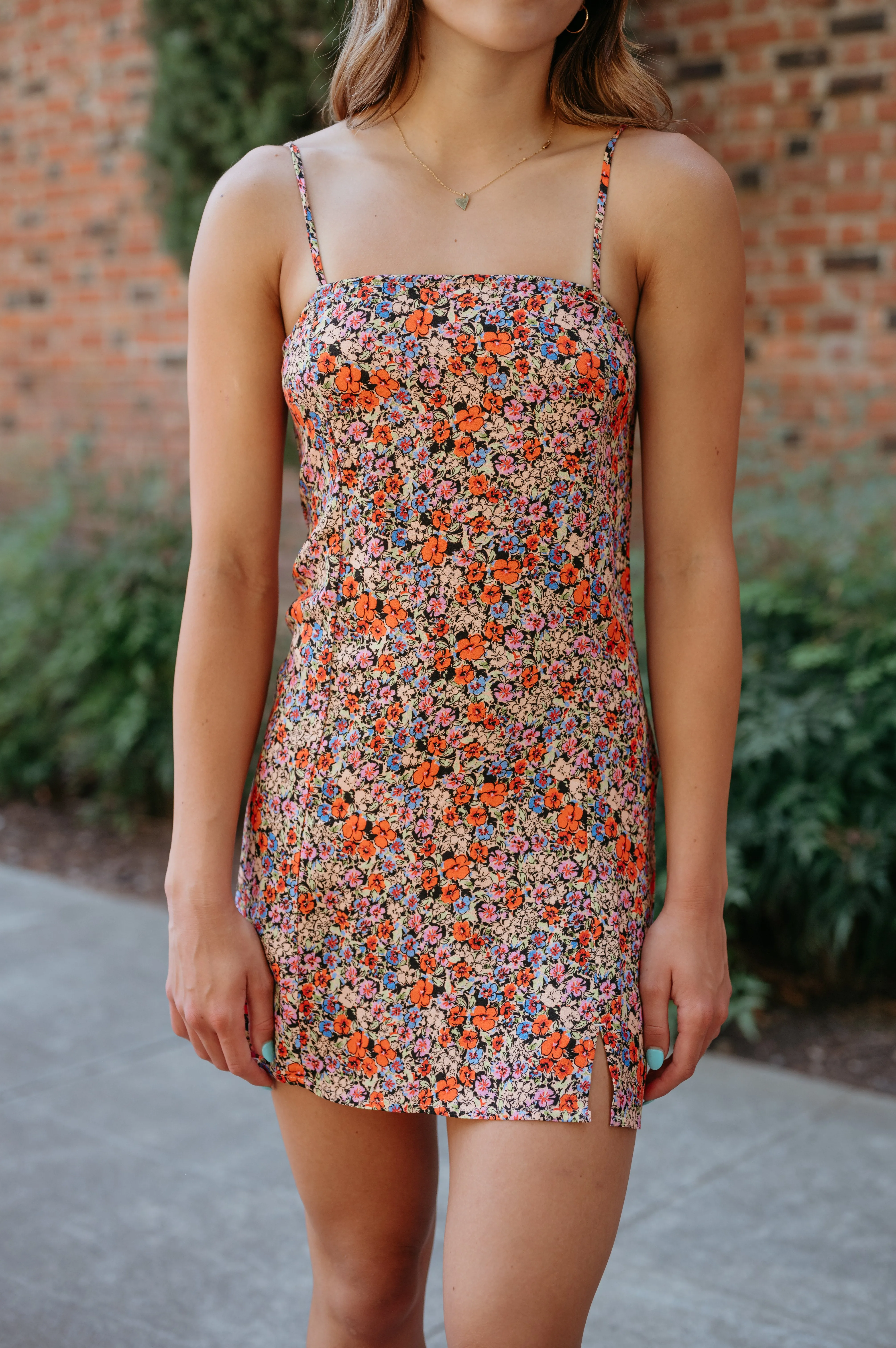 Nini Vibrant Floral Tie Back Mini Dress