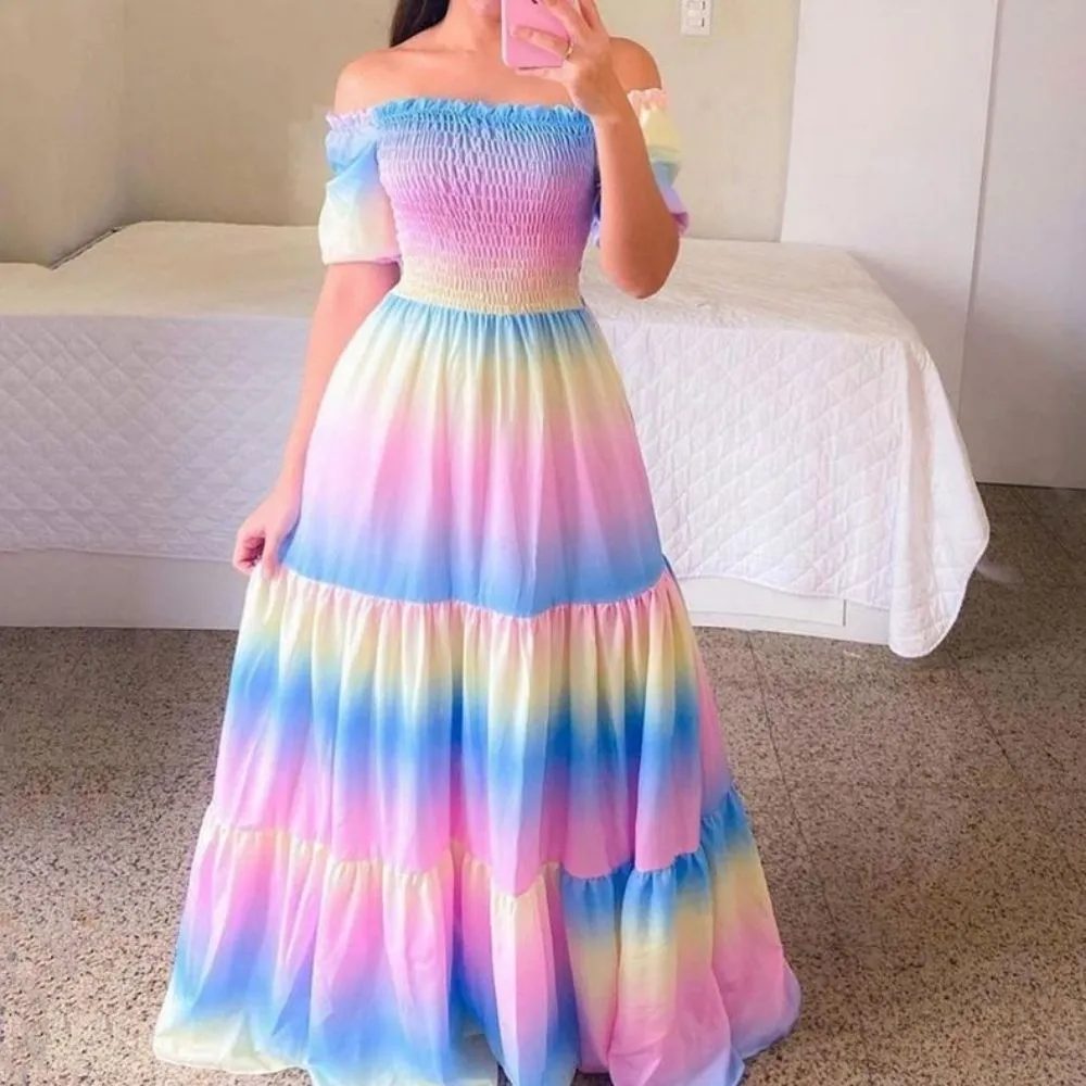 One Shoulder Dress Casual Floral Print Dress