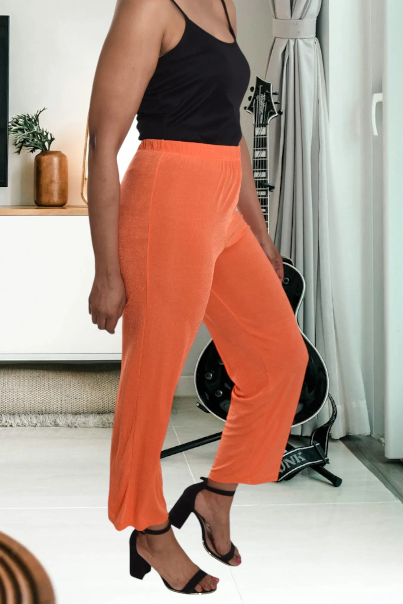 Orange Elastic Pants