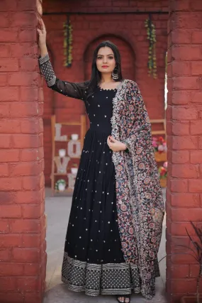 Outstanding Faux Georgette Zari Sequins Worked  Gown