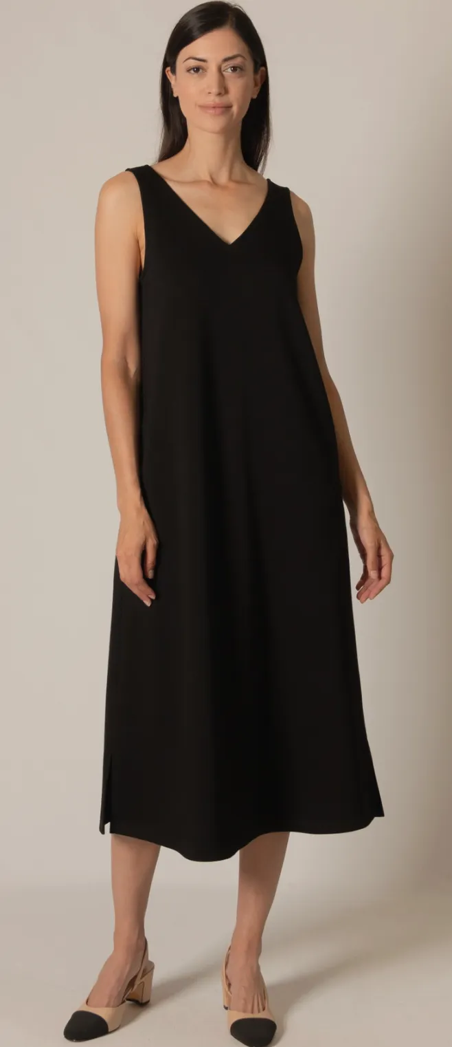 P. Cill Butter Modal V-Neck Sleeveless Midi Dress