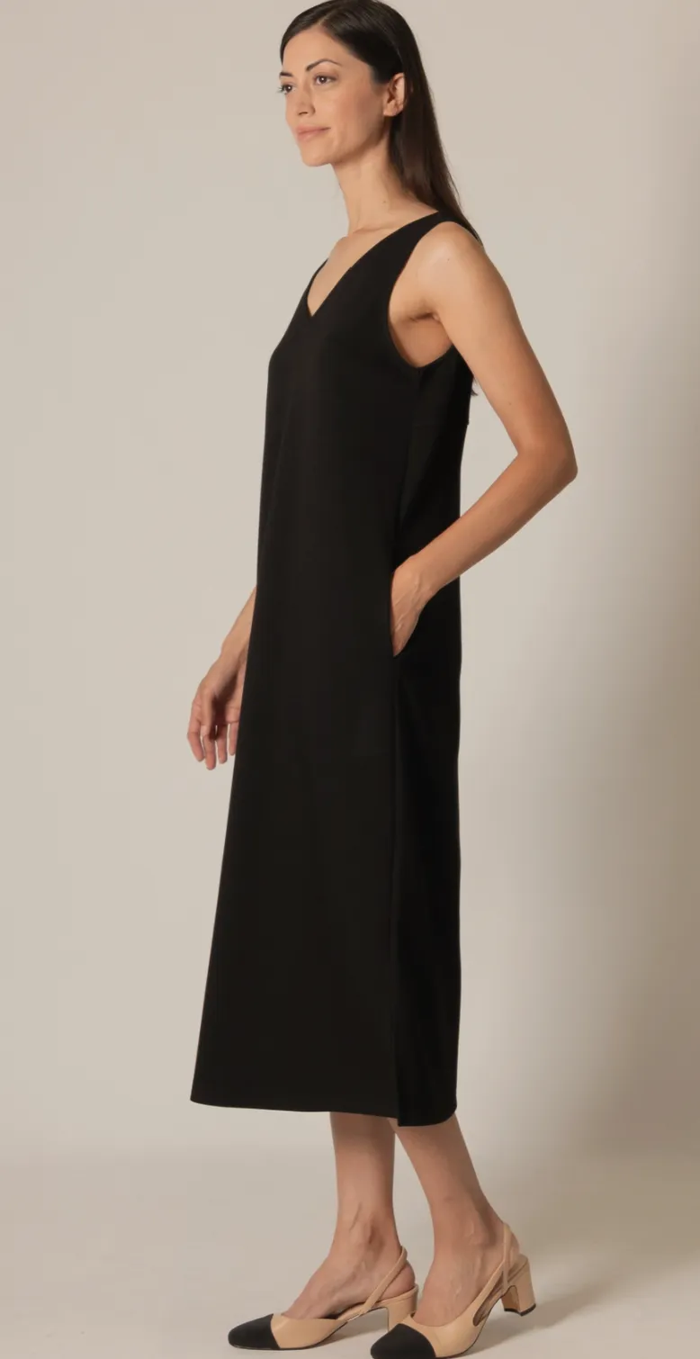 P. Cill Butter Modal V-Neck Sleeveless Midi Dress