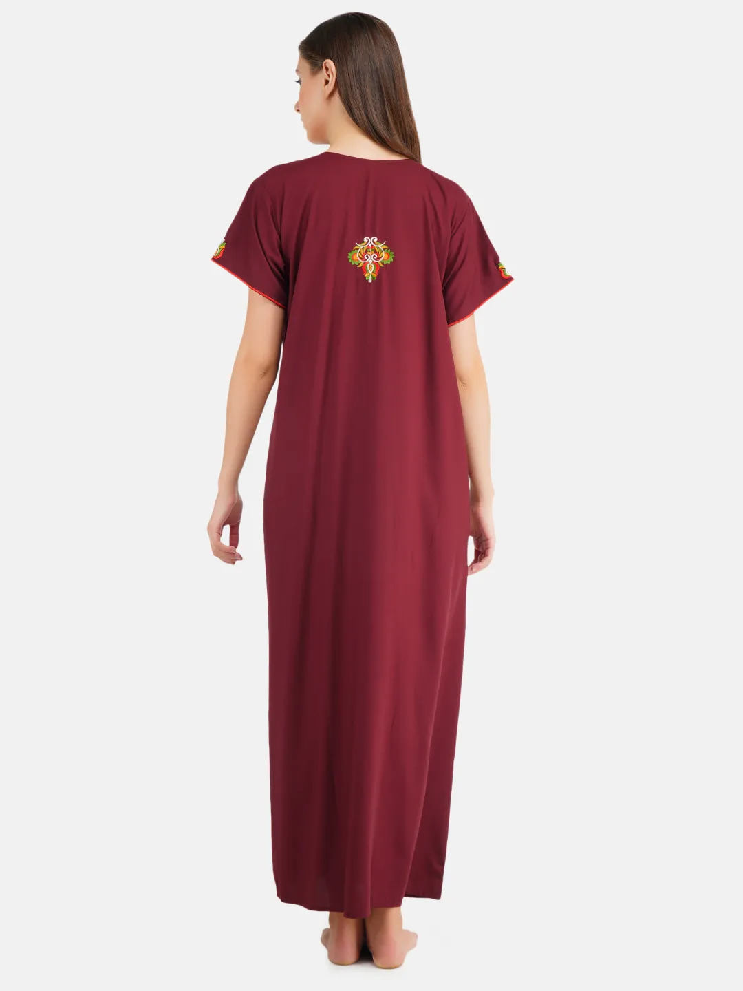 Paan shaped Embroidery Nightgown