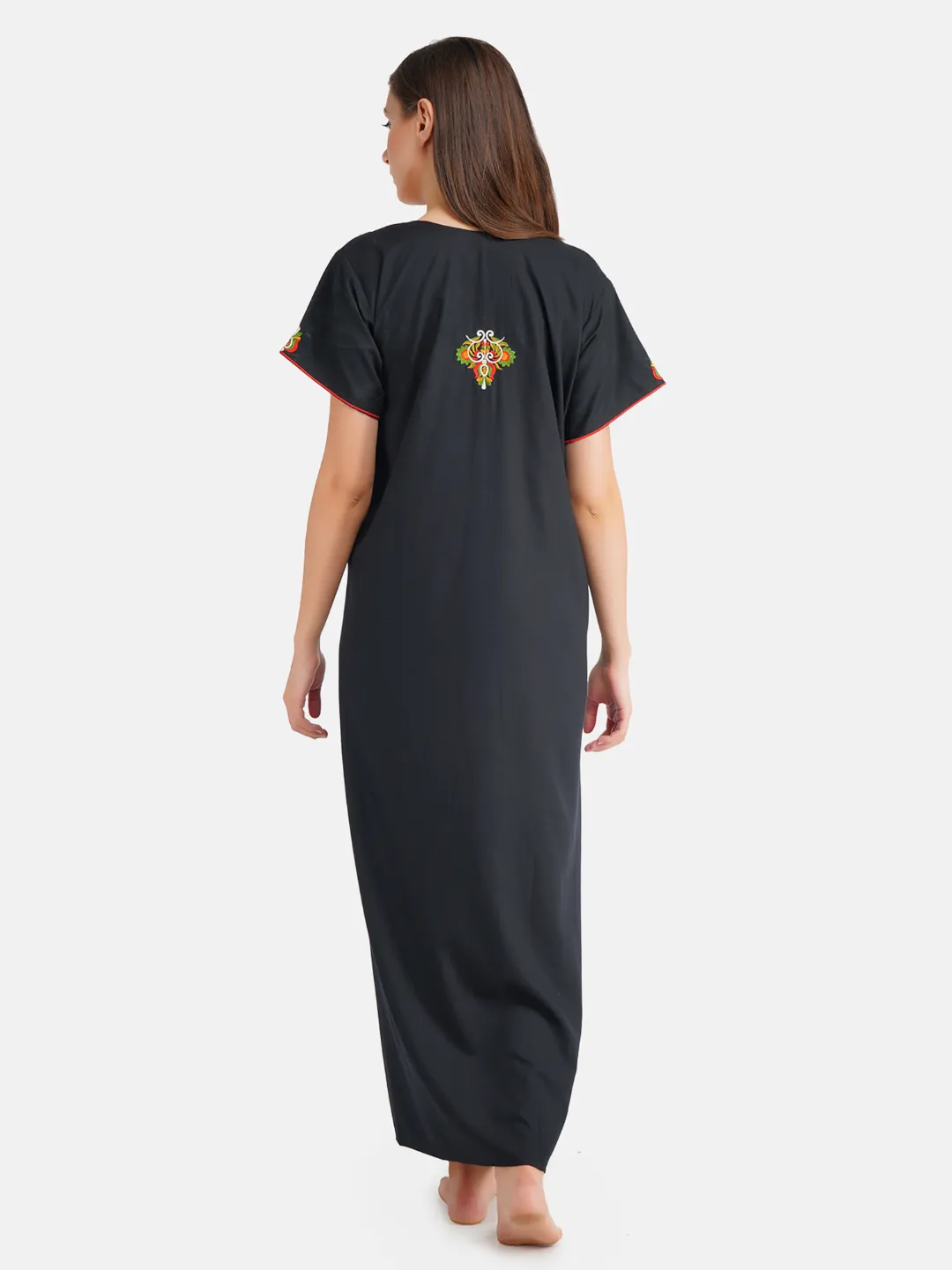 Paan shaped Embroidery Nightgown