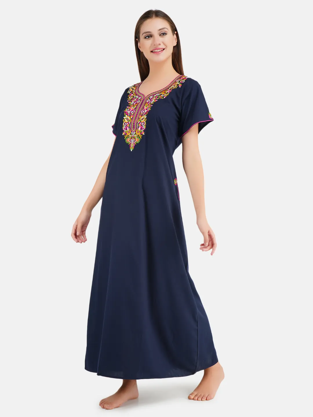 Paan shaped Embroidery Nightgown