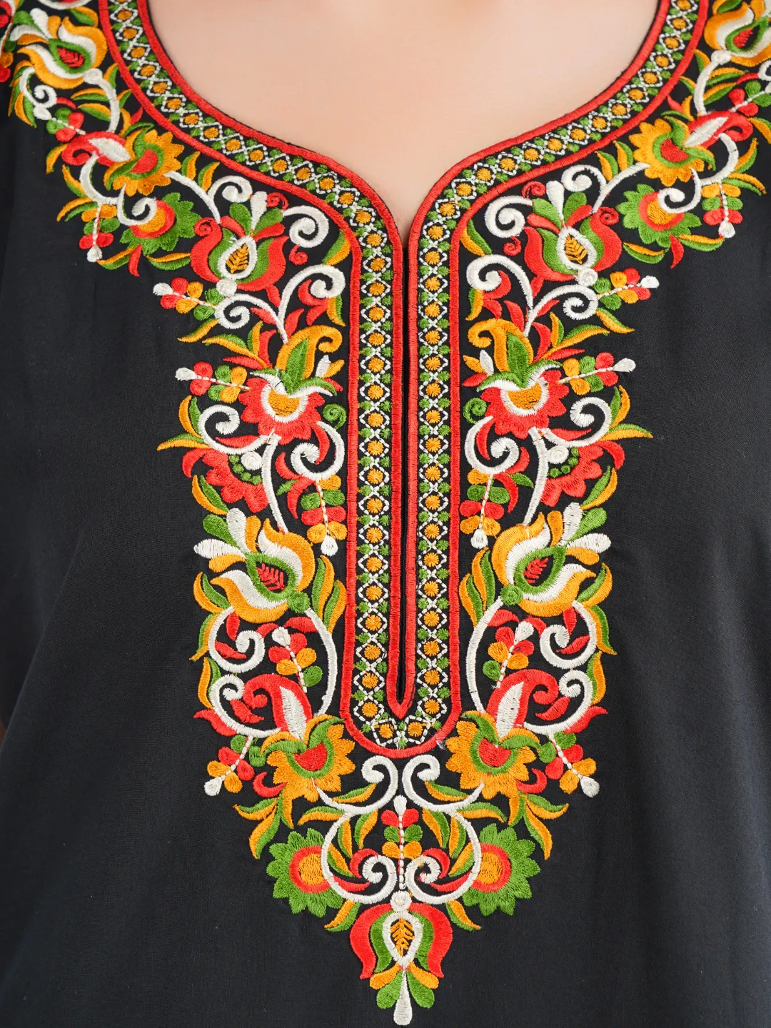 Paan shaped Embroidery Nightgown