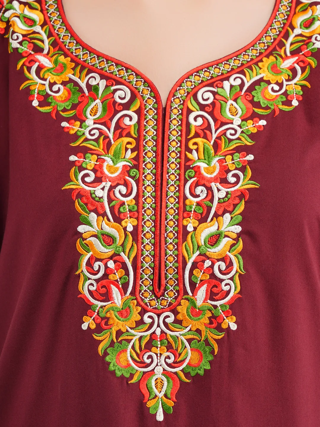 Paan shaped Embroidery Nightgown