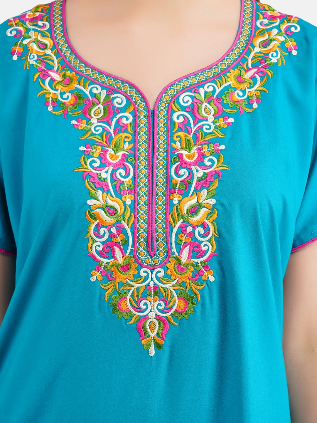 Paan shaped Embroidery Nightgown