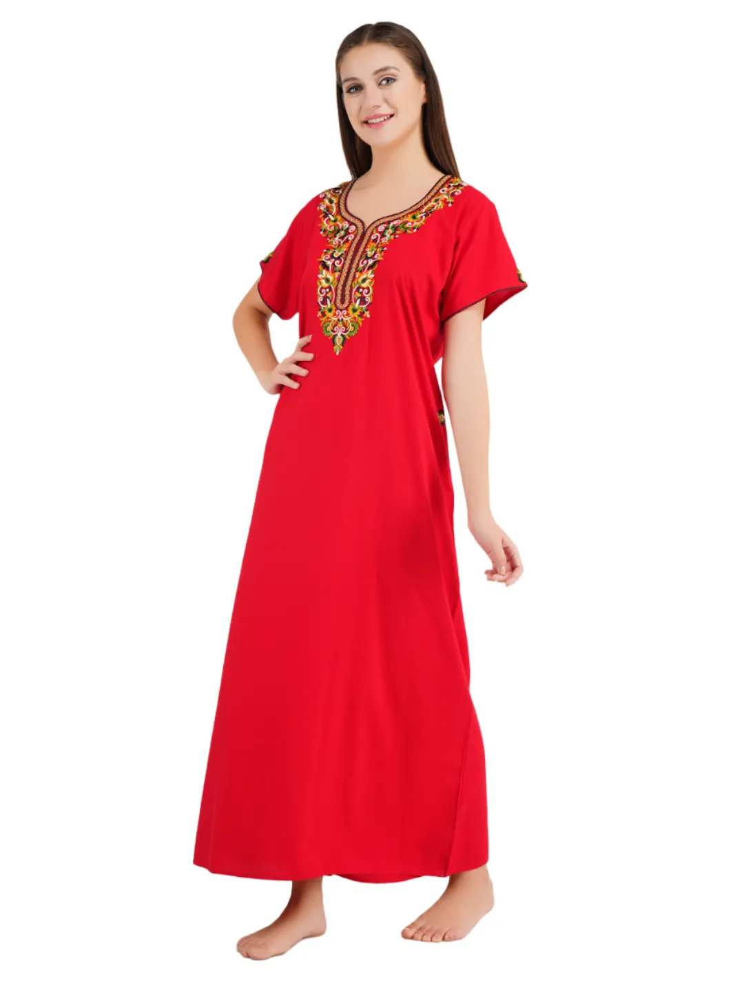 Paan shaped Embroidery Nightgown