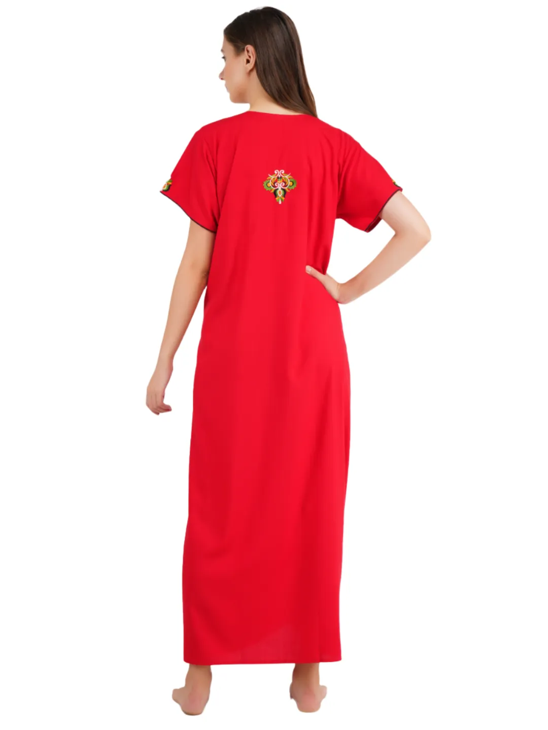 Paan shaped Embroidery Nightgown