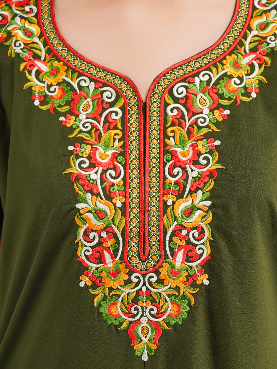 Paan shaped Embroidery Nightgown